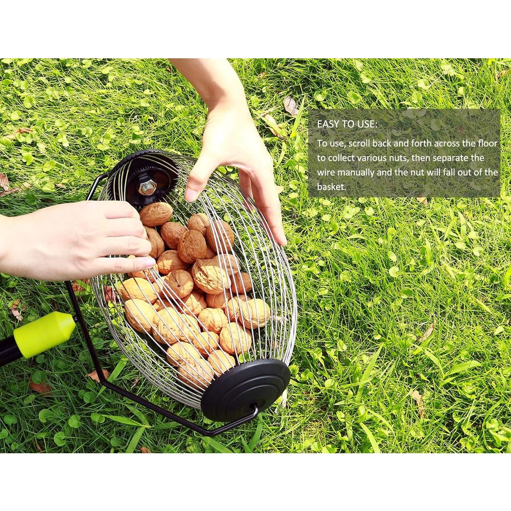 Inter Cooperation ORIENTOOLS Nut Gatherer, Garden Rolling Nut Harvester, Picks up Balls, Pecans, Crab Apples, Acorns, Hickory Nuts