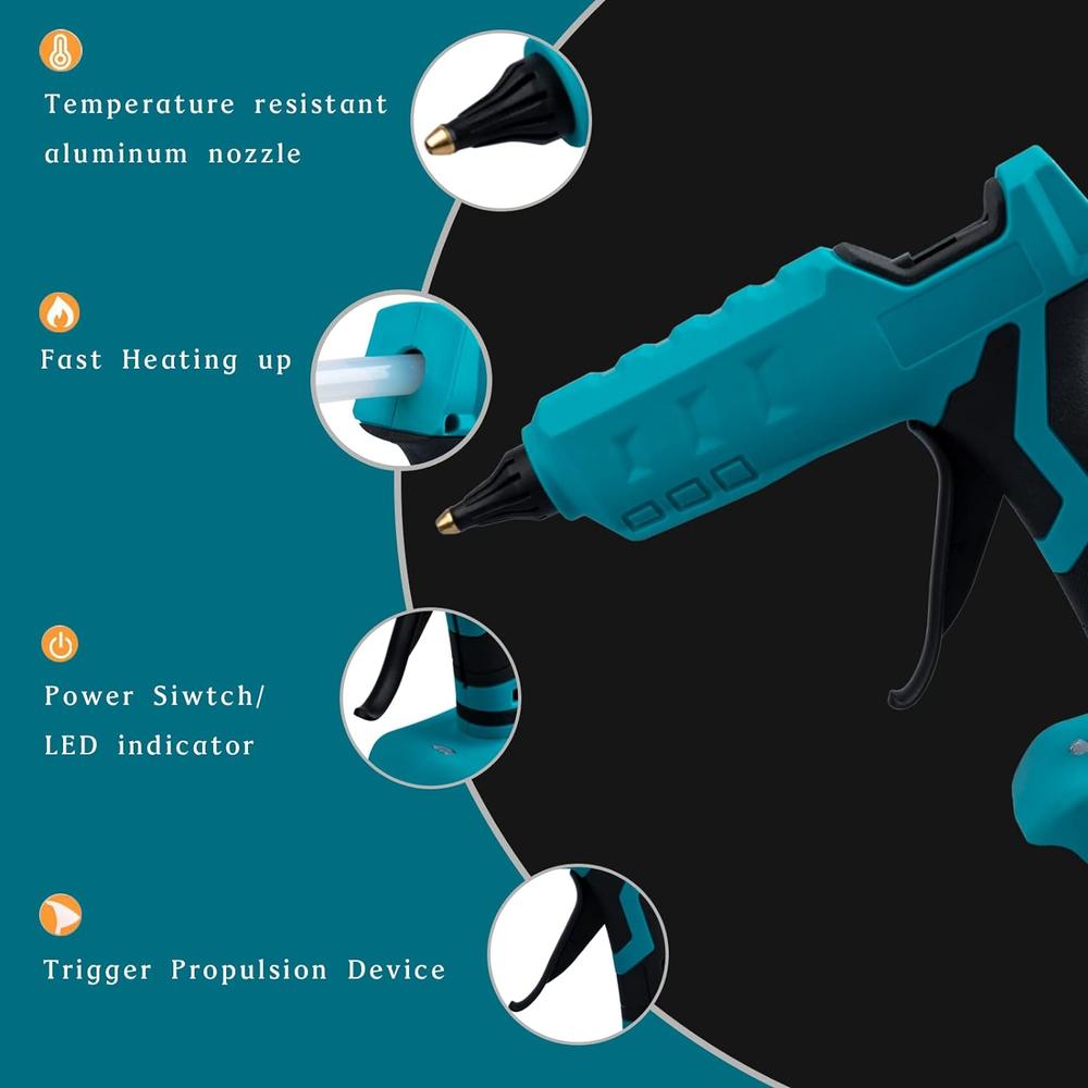 Mellif Cordless Hot Glue Gun for Makita 18V Battery, Handheld Electric Power Glue Gun Full Size for Arts