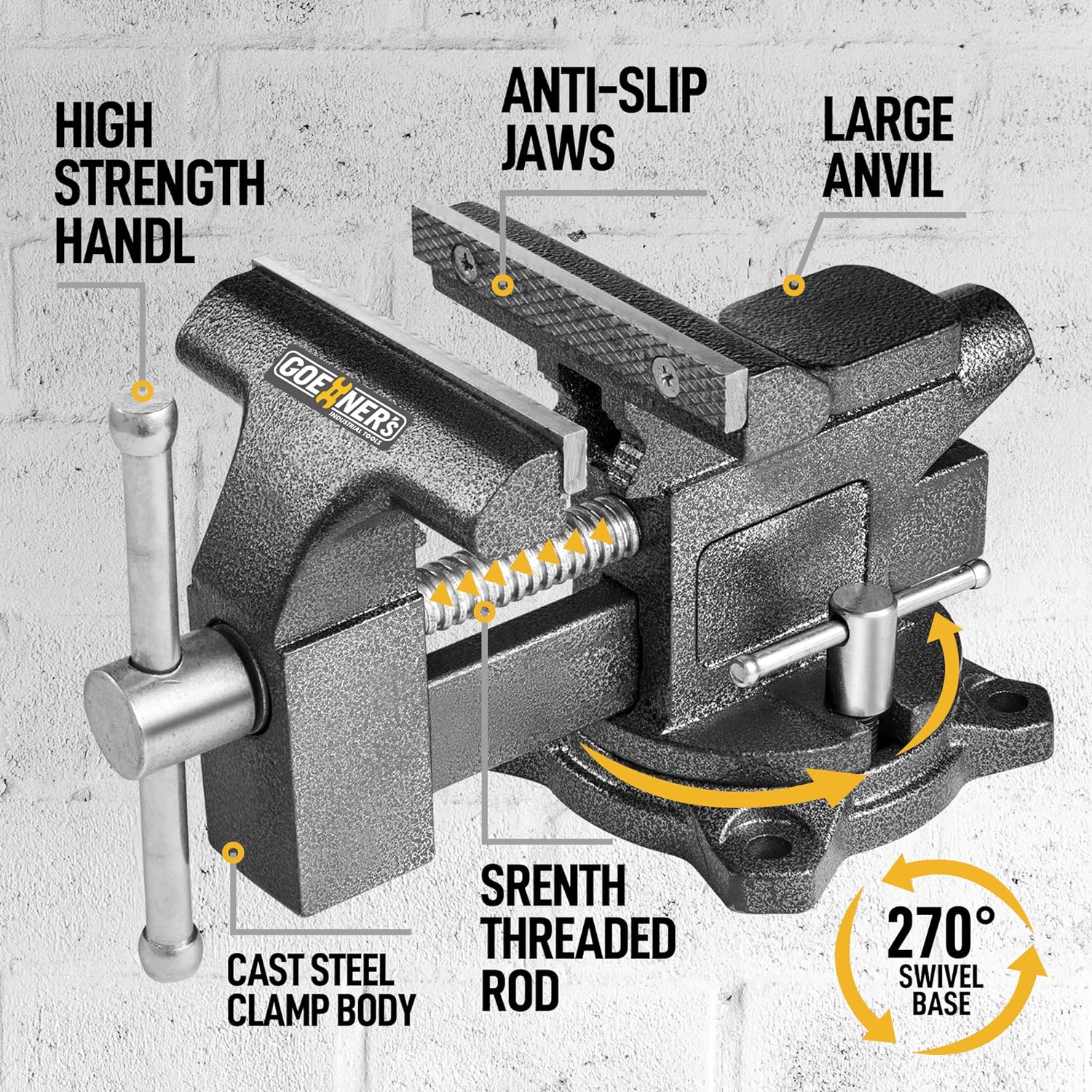 Kitvance Bench Vise, 4-1/2" Vice for Workbench, Utility Combination Pipe Home Vise with Heavy Duty Forged Steel Construction, Swive