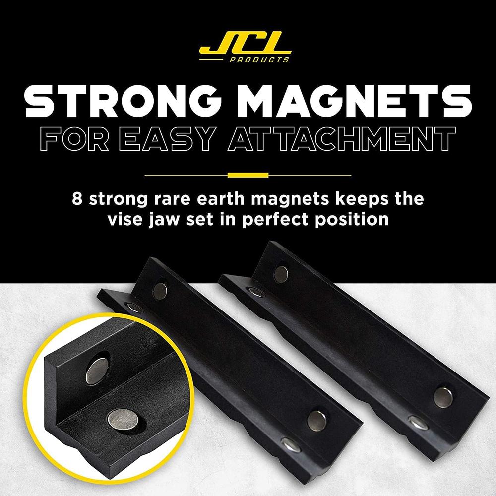 JCL PRODUCTS JCL Vise Jaws - Nylon, Multipurpose 4" - Use on any Metal Vise, Magnetic Reversible Pads, Clamp Flat or Round Products