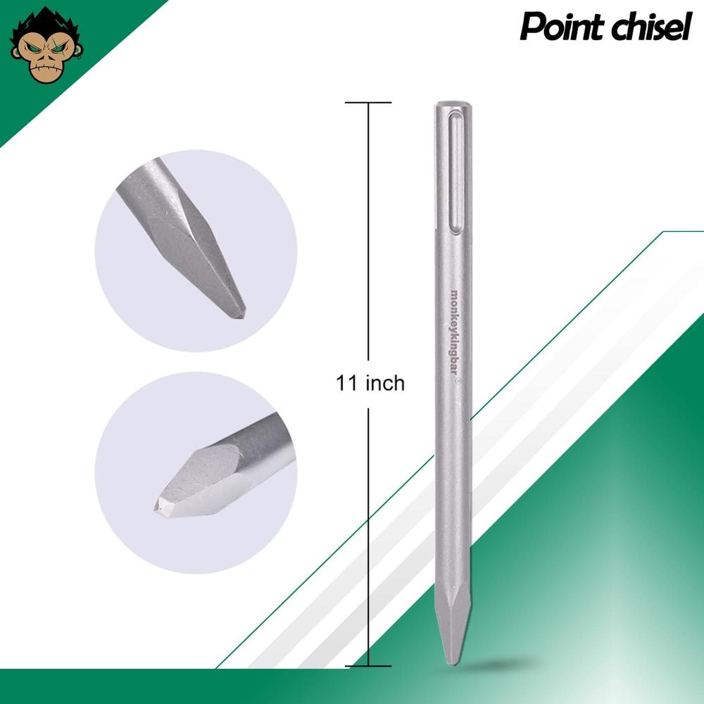 Cuitool Import&Export Co.,Ltd. Monkey King Bar -SDS Max Bits 12INCH -SDS Max Chisel Bit- 3pcs Rotary Hammer Drill Chisel Bits Set for Drilling -Point Chisel,