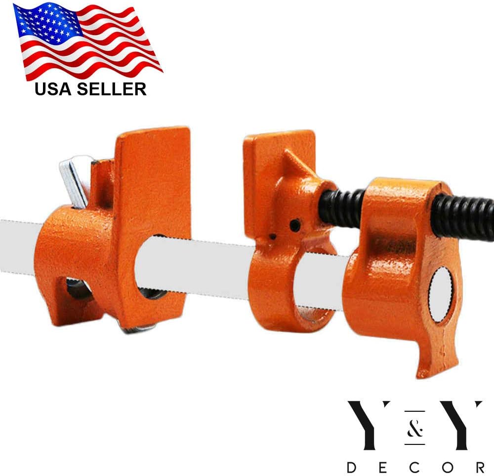Y&Y Decor 4 PACK 3/4" Wood Gluing Pipe Clamp Set Heavy Duty PRO Woodworking Cast Iron