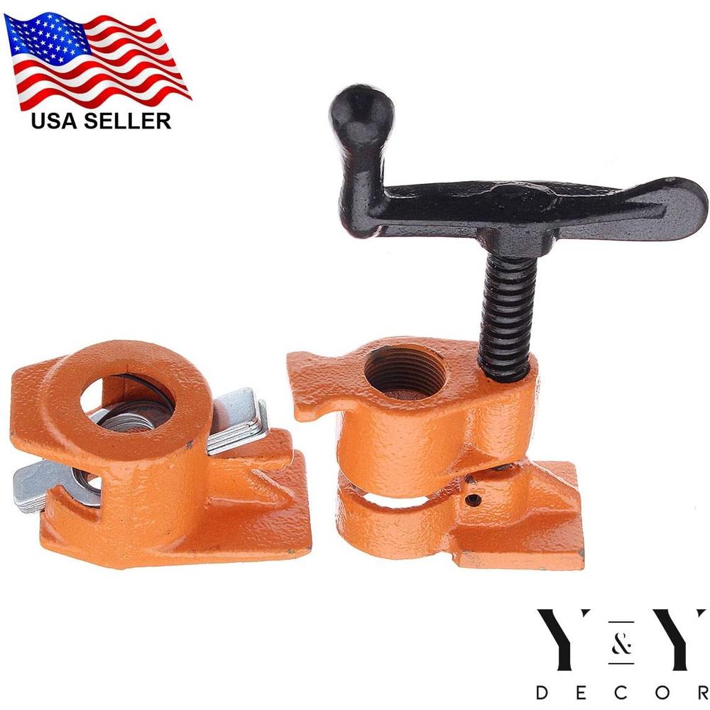 Y&Y Decor 4 PACK 3/4" Wood Gluing Pipe Clamp Set Heavy Duty PRO Woodworking Cast Iron