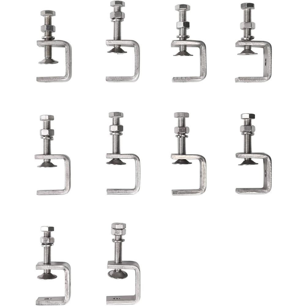 Gtouse 10Pcs Stainless Steel C Clamps Tiger Clamp Woodworking Clamp Heavy Duty C-Clamp Woodworking Welding U Clamps Wood Clamps with S