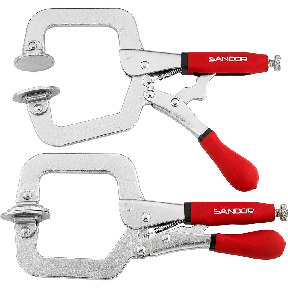 Sandor 3" Metal Face Clamp Woodworking - (Pack of 2) Heavy Duty C-Type Wood Clamps Clamping Tools with Ergonomic Grip for DIY, Po
