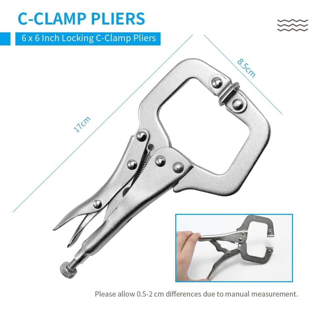 Anxingo 6 Pack Heavy Duty C-Clamp Locking Pliers Set 6&#226;&#128;&#157; C-Clamps with Swivel Pads for Craftsmen Home Works