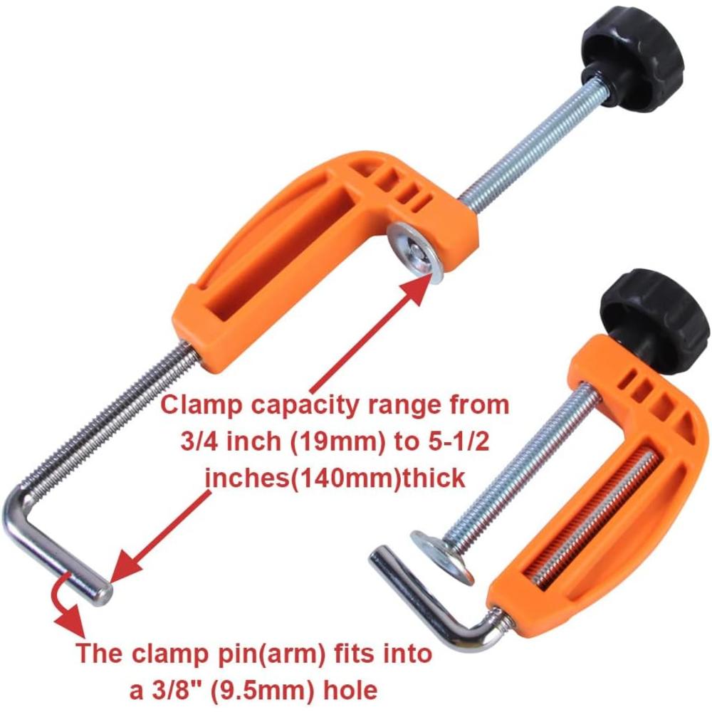 O'SKOOL Adjustable Universal Fence Clamp 2-Pack for Table Saw, Miter Saw, Router Table, w/Clamping Squares