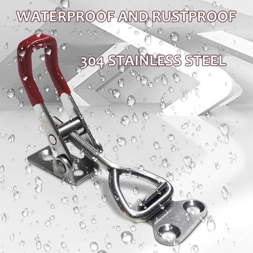 SC CUKAYO 2pcs Toggle Latch Clamp 4001, Adjustable 304 Stainless Steel Pull Hasp Latches, Quick Release Hand Tool Toggle Clamp for
