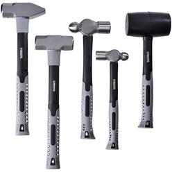 Goplus 5-Piece Hammer Set, 16/32 OZ Ball Pein Hammer, Rubber Mallet, Sledge Hammer, Cross Pein Hammer, Blacksmith Forge Tool w/Non-sli
