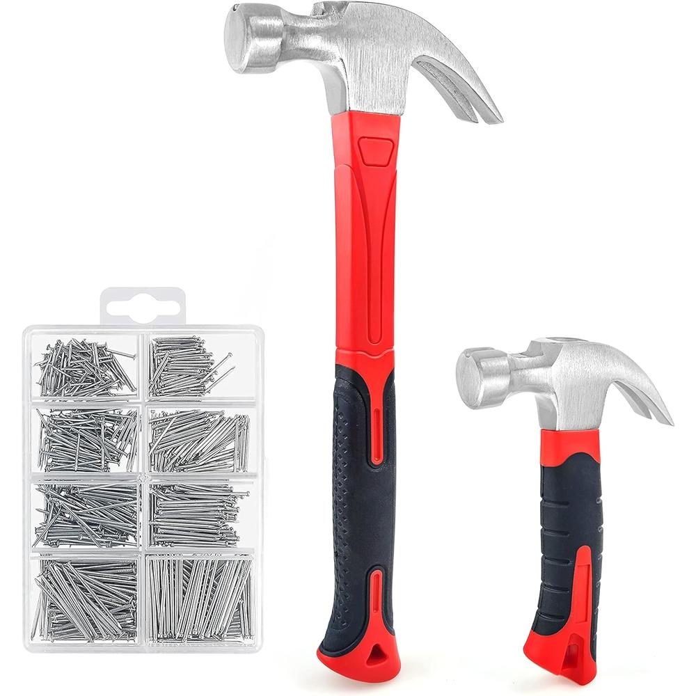 C&T Publishing 2 Piece Hammer Set ,8oz Stubby Claw Hammer With Magnetic Nail Starter