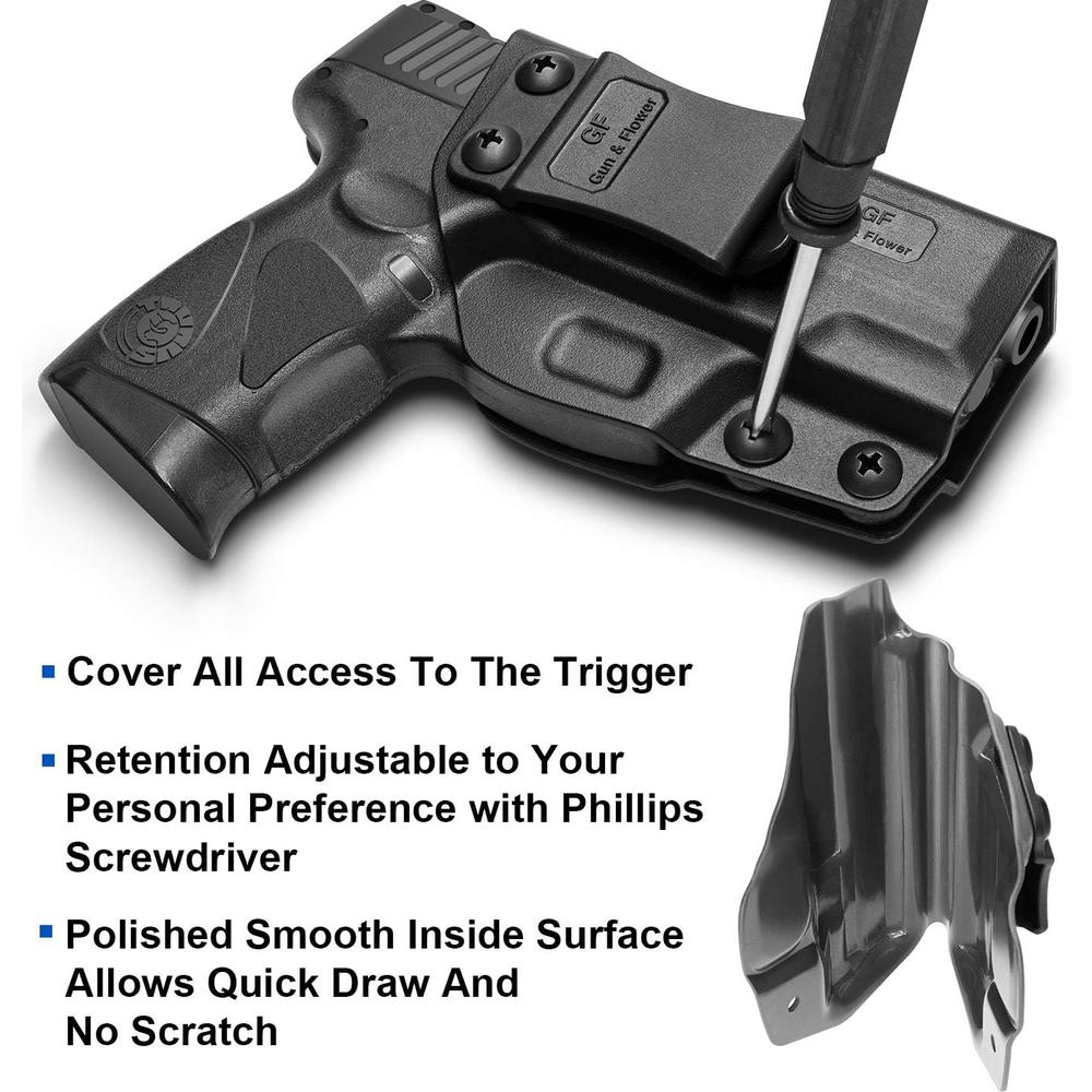 GUN & FLOWER Taurus G3 Holster, Polymer and Kydex IWB for Concealed Carry Holster for G3 Taurus| Adj. Cant