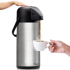 Vondior Airpot Coffee Dispenser with Pump - Insulated Stainless Steel Coffee Carafe (102 oz) - Thermal Beverage Dispenser - Thermos Urn