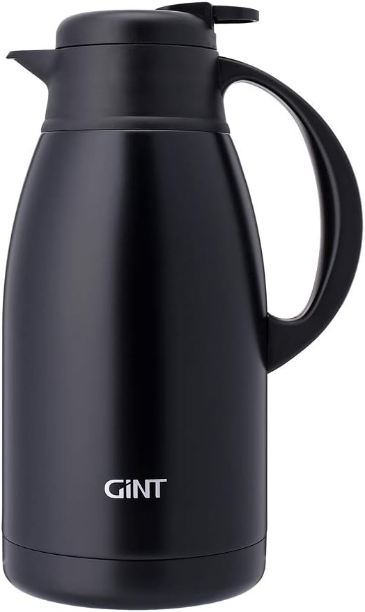 GiNT Stainless Steel Thermal Coffee Carafe, Double Walled Vacuum Water and Beverage Dispenser, 12 Hour Heat Retention, 65 OZ /1.9 Li