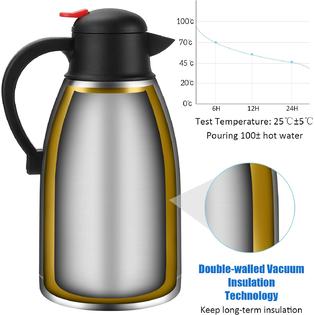Vermida iSH09-M609529mn 68 Oz Thermal Coffee Carafe,2 Liter Stainless Steel Thermos  Carafe,Double Wall Insulated Coffee Server,Sealed Coffee Thermos Di