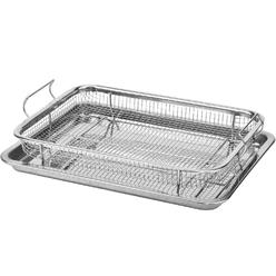 Generic Eyourlife 2 Pieces Stainless Steel Air Fryer Basket for Oven, Crisper Tray and Basket 13 x 8.6 Inch, Oven Bacon Rack Baking She