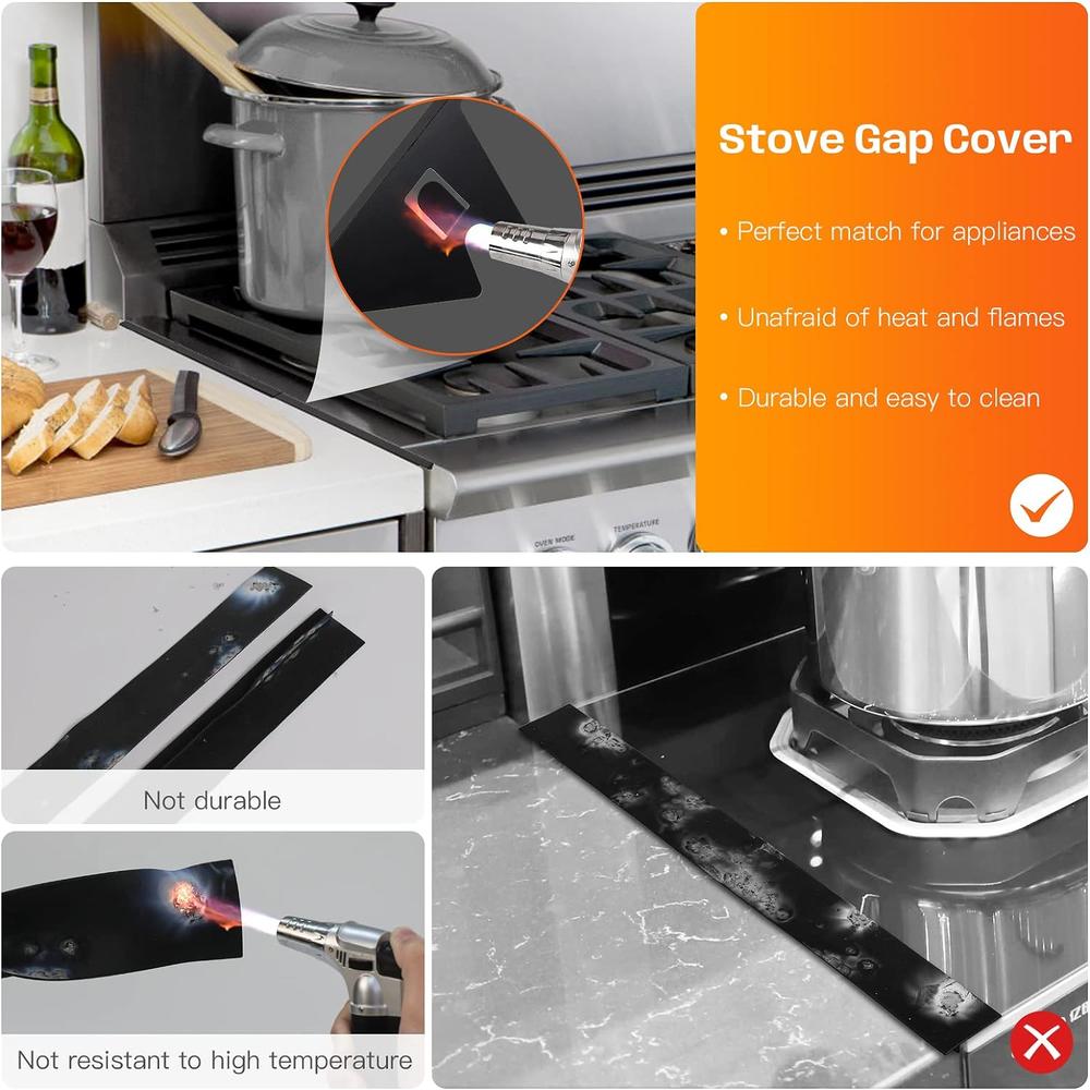 ItsNio Stove Gap Covers,Stove Gap Filler, Stove Gap Guards with Stainless Steel, Heat Resistant and Easy to Clean, Easy retractable Le