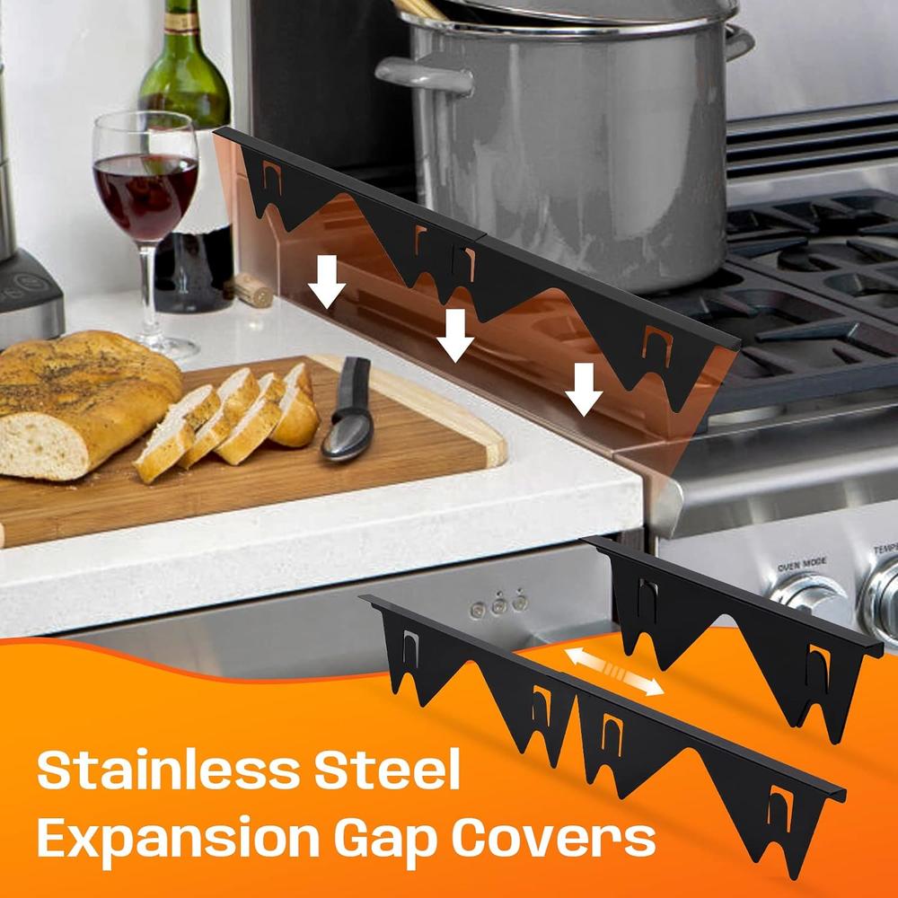ItsNio Stove Gap Covers,Stove Gap Filler, Stove Gap Guards with Stainless Steel, Heat Resistant and Easy to Clean, Easy retractable Le