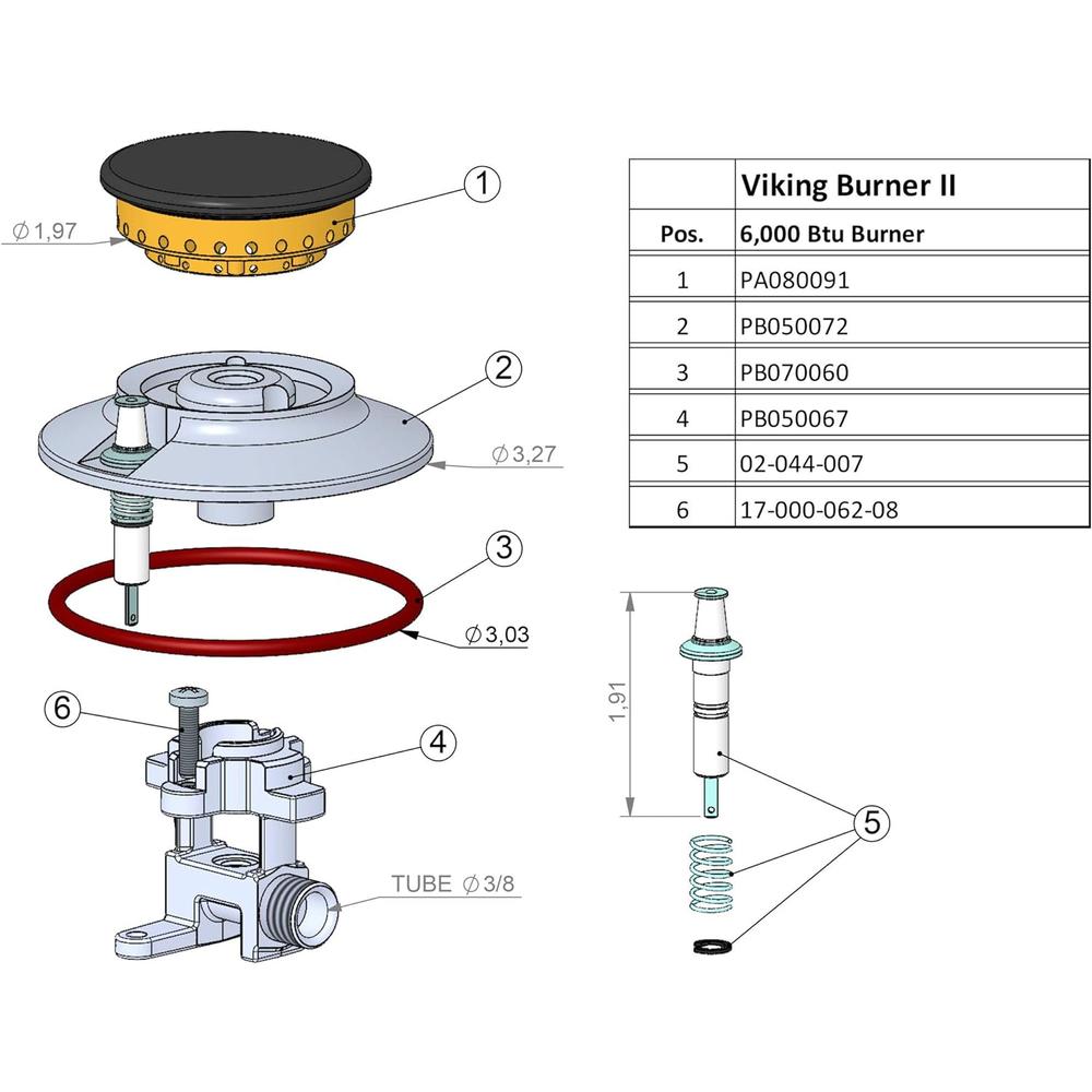 JK Burnersystems Genuine Viking PB070060 O-Ring for Burner Base (A)