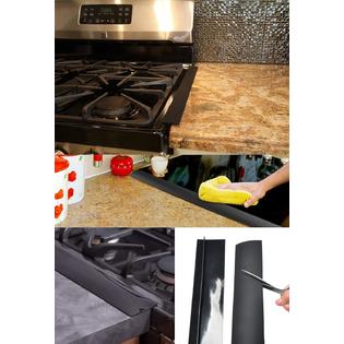 COOZYER Silicone Stove Counter Gap Cover, Heat Resistant Kitchen Stove Counter Silicone Gap Filler Cover Seals Spills Between Counter S, Black