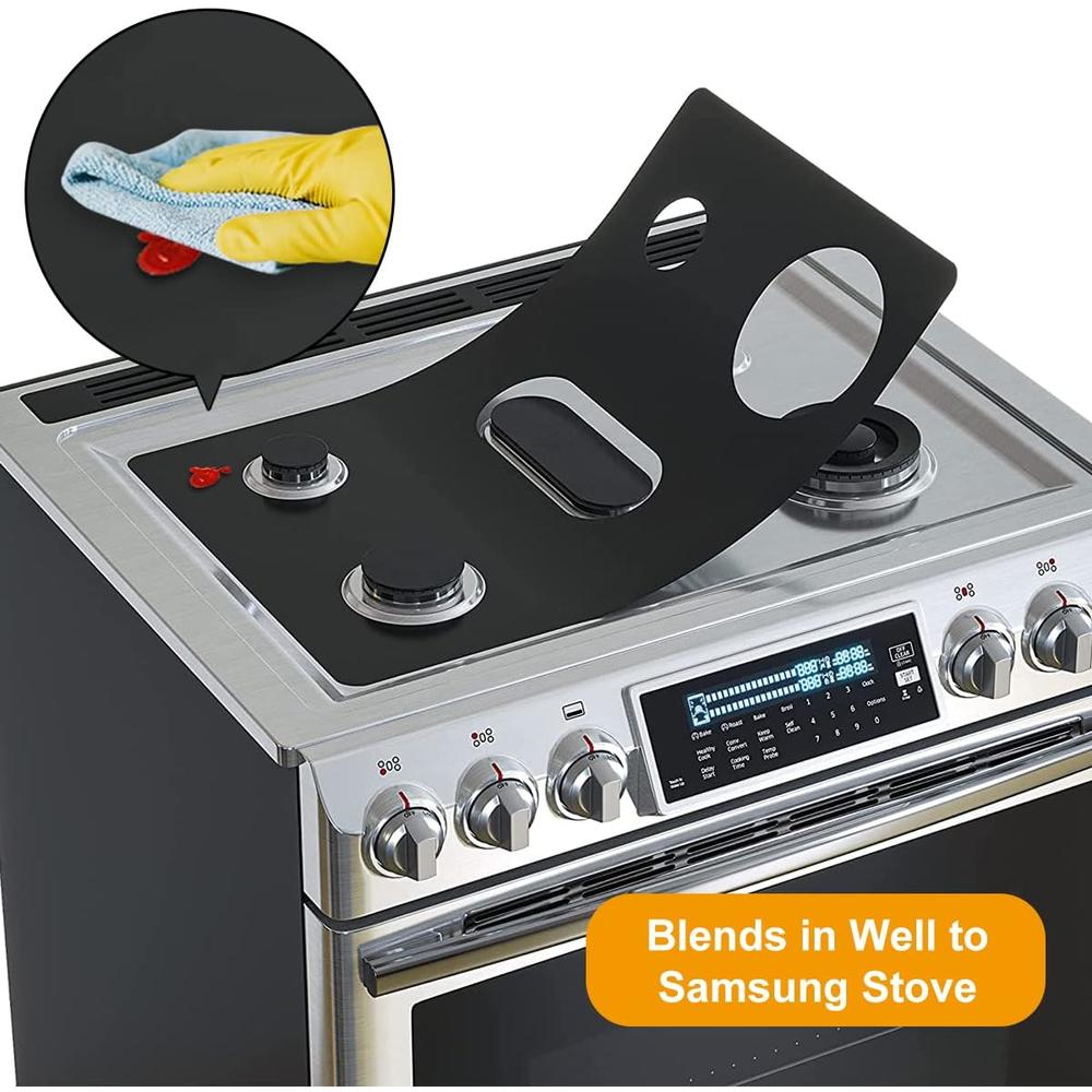 Newcomdigi Stove Top Covers for Samsung Gas Range(0.5mm thick) with 2pcs Gap Covers. Gas Stove Burner Covers, Non-Stick Reusable Gas Stove