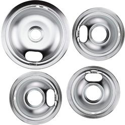 Blutoget W10196405 W10196406 Chrome Drip Pans Kit  -Compatible with Whirlpool Electric Range Burner-Replaces 0089285, 0091813, 0304979,