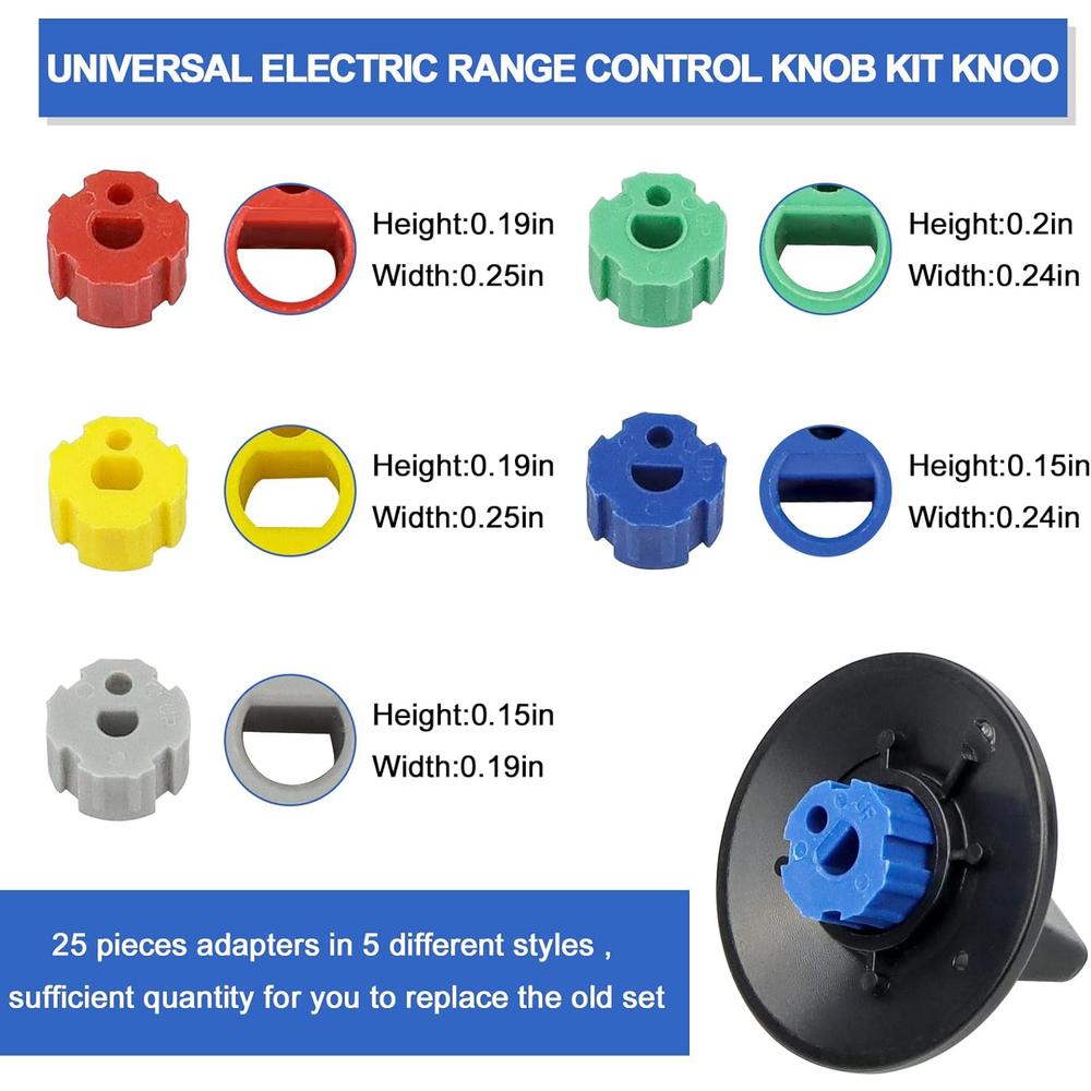 Fetechmate Universal Range Knob Kit KN002 RKE Universal Stove Knob Compatible with Universal Electric Gas Stove -Replacement for RK103 MA-