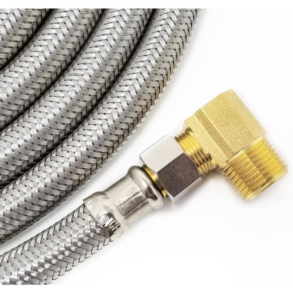 Kelaro Dishwasher Hose Installation Kit - Premium Stainless Steel - Burst Proof and Lead Free Water Supply Line with 3/8" Compres