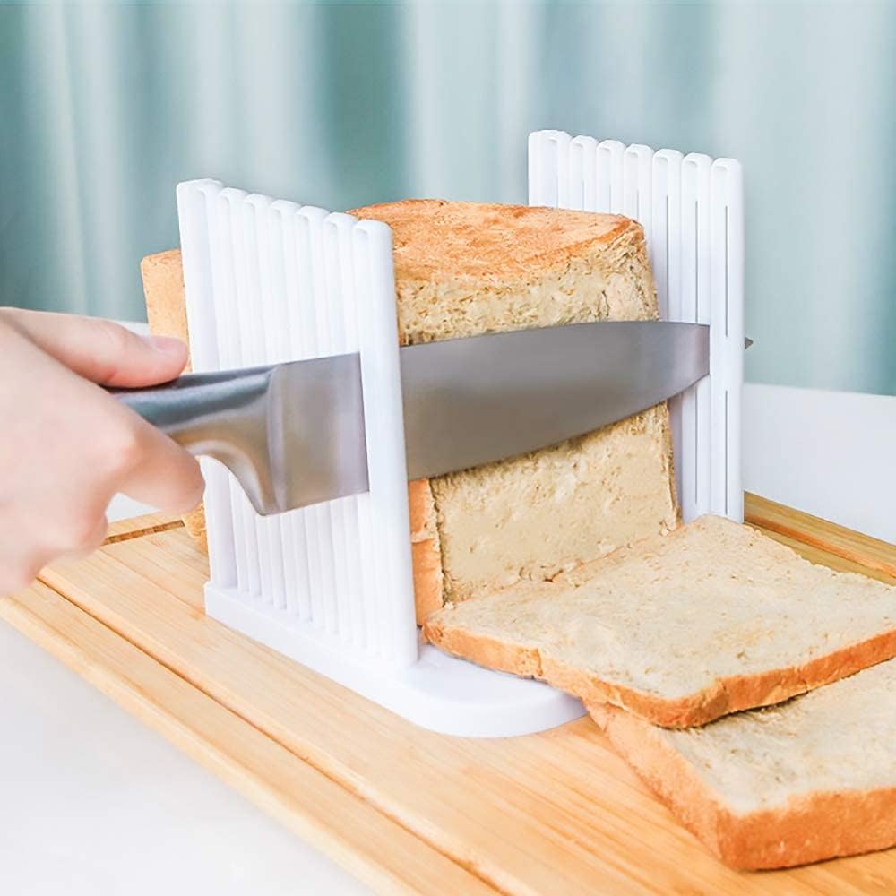 Generic iSH09-M608684mn Bread Slicer for Homemade Bread, Adjustable Toast  Slicing Guide, Slices Evenly Loaf Cutting Guide, Foldable Sandwich Bagel  Cutt