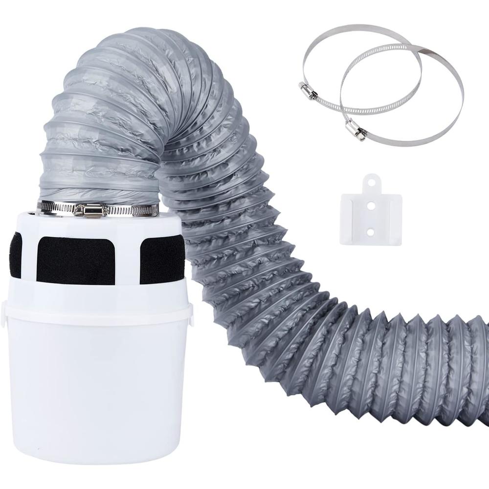Generic NOORNY 3 in 1 Indoor Dryer Vent Kit Lint Trap Bucket Dryer Vent for Apartment - with Double Layer 4-Inch 5-Feet Gray Proflex Du