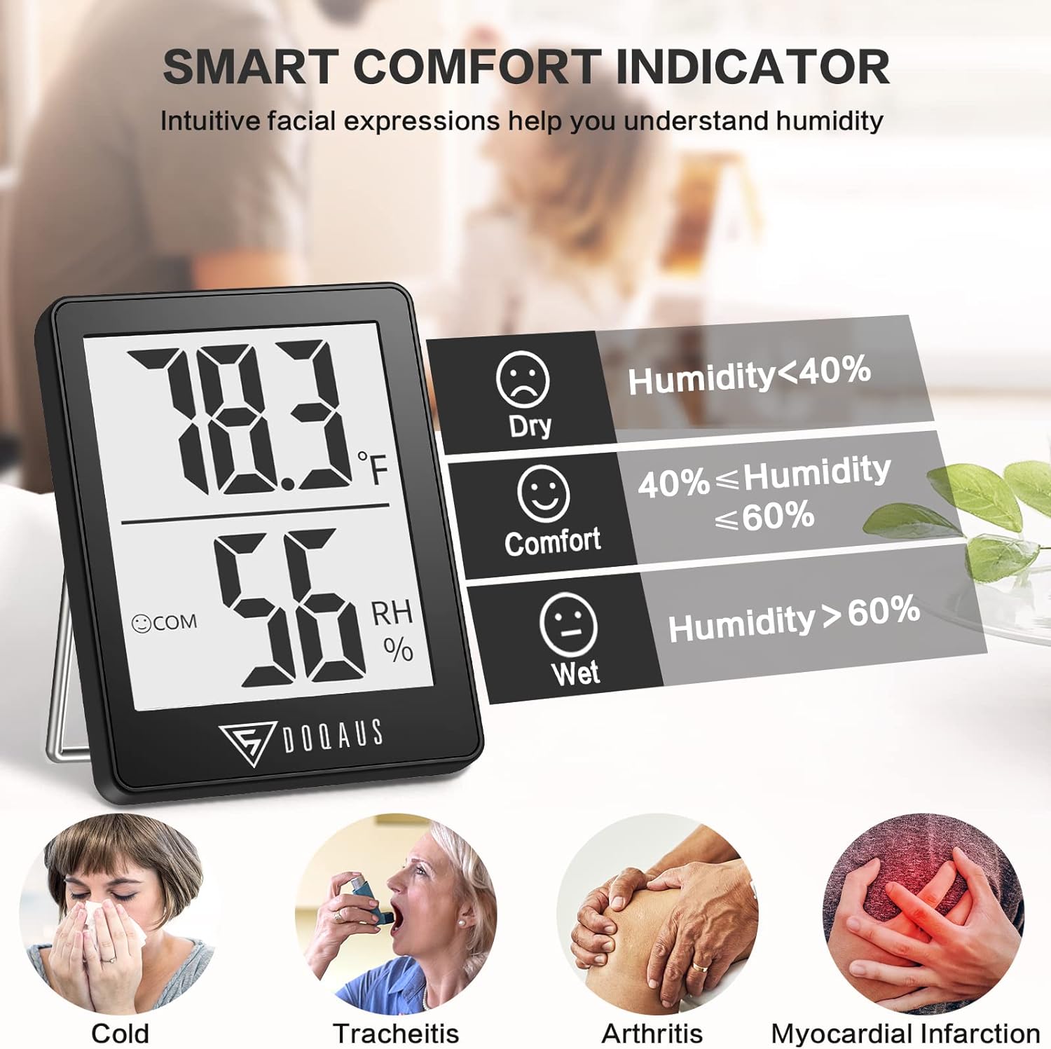 DOQAUS iSH09-M608375mn Digital Hygrometer Indoor Thermometer