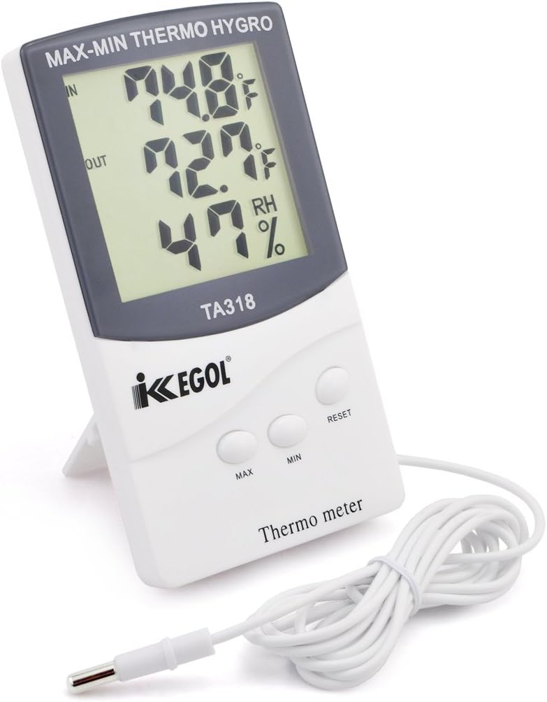 30041 iKKEGOL Dual Sensor LCD Display Indoor Outdoor Digital Thermometer  Hygrometer with Max Min Memory