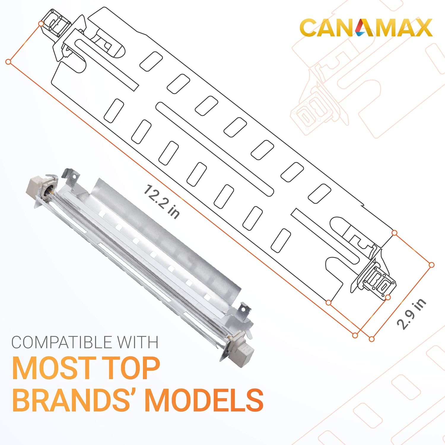 Canamax [Upgraded] WR51X10055 Defrost Heater Heating Element Assembly Premium Replacement Part  - Compatible with GE Hotpoint Refrigera