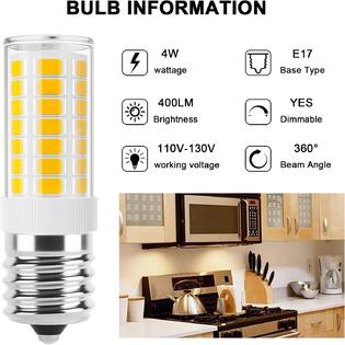 Generic E17-45-2835-LED E17 Led Bulb Dimmable, Microwave Light Bulbs Under  Hood, 4W Replacement 40W Incandescent for Over Stove Appliance, Refrigerator