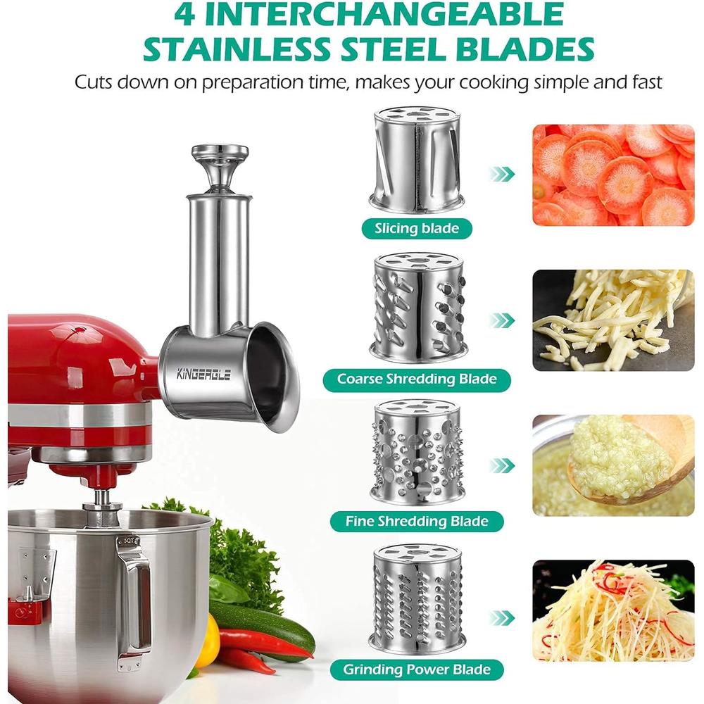 KINGEAGLE Stainless Steel Slicer Shredder Attachment for KitchenAid Mixer, Cheese Grater, Food Slicer for KitchenAid Mixer, Accessories f