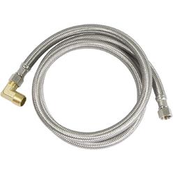 Highcraft Dishwasher Water Supply Line, Hose Connector Has 3/8 Inch 90 Degree Brass Elbow Fitting, Braided Stainless Steel 10 Ft