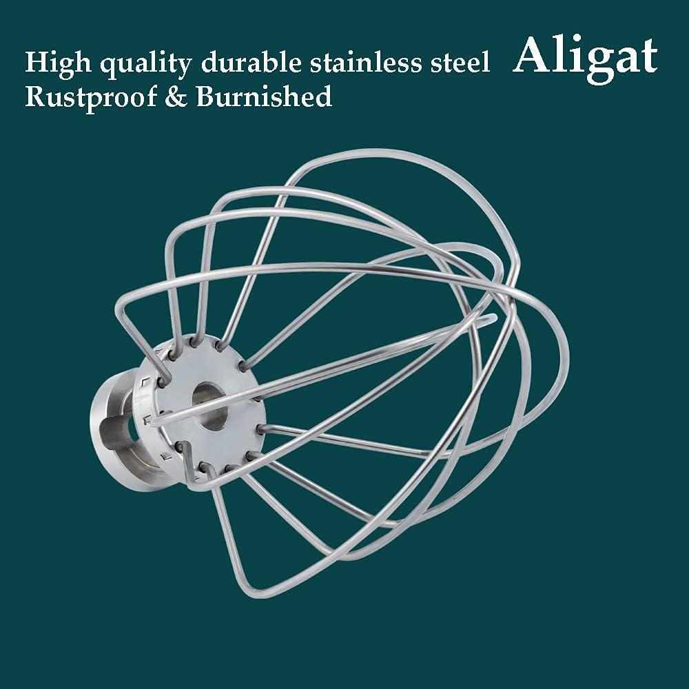 Aligat Stainless steel Wire Whip Attachment for KitchenAid Tilt-Head Stand Mixer Accessory K45WW Replacement, Egg Cream Stirrer, Cakes