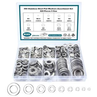 Generic Stainless Steel Flat Washers, MAGIDOVE 820pcs 9 Sizes Washer for Screw Assorted Hardware Fender Metal Washers for Bolt Screw Ki