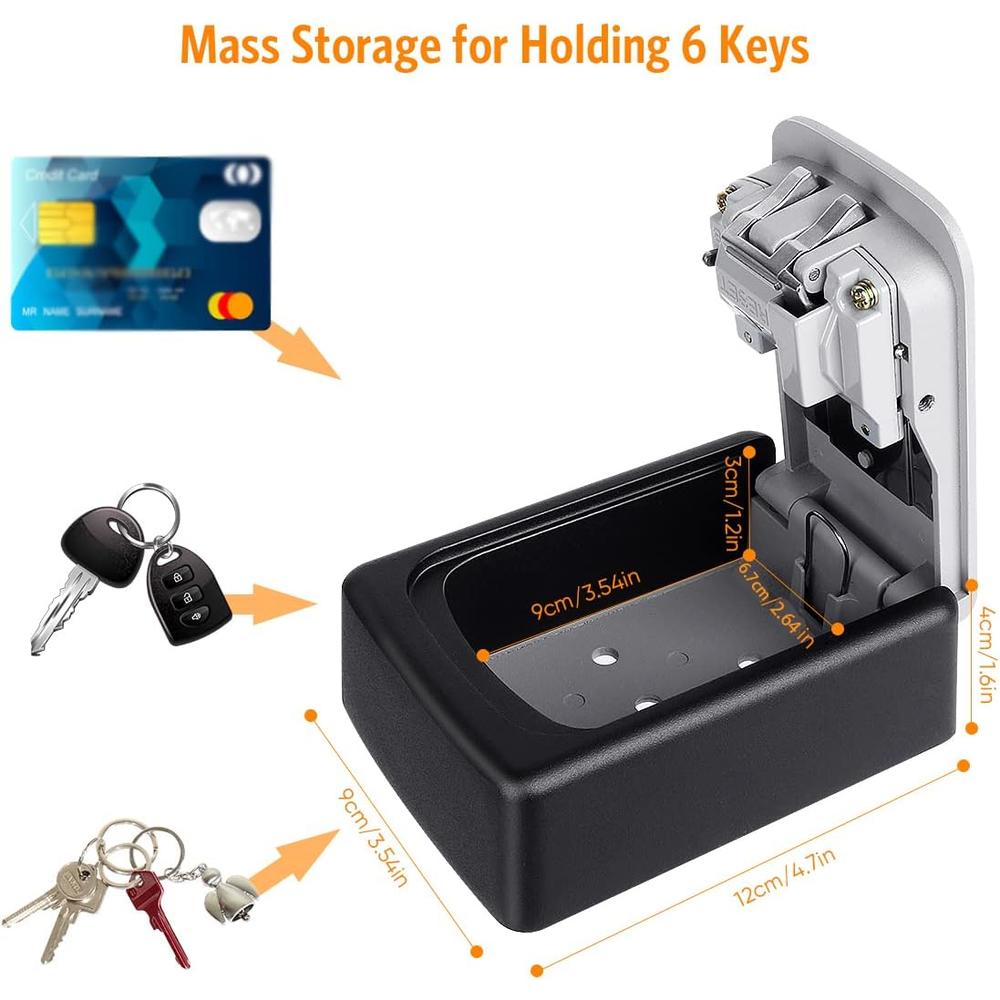 Fayleeko Key Lock Box Wall Mounted,  4 Digit Combination Lockbox for Outside, House Keys - 5 Keys Capacity, Key Safe Security Storage Lo