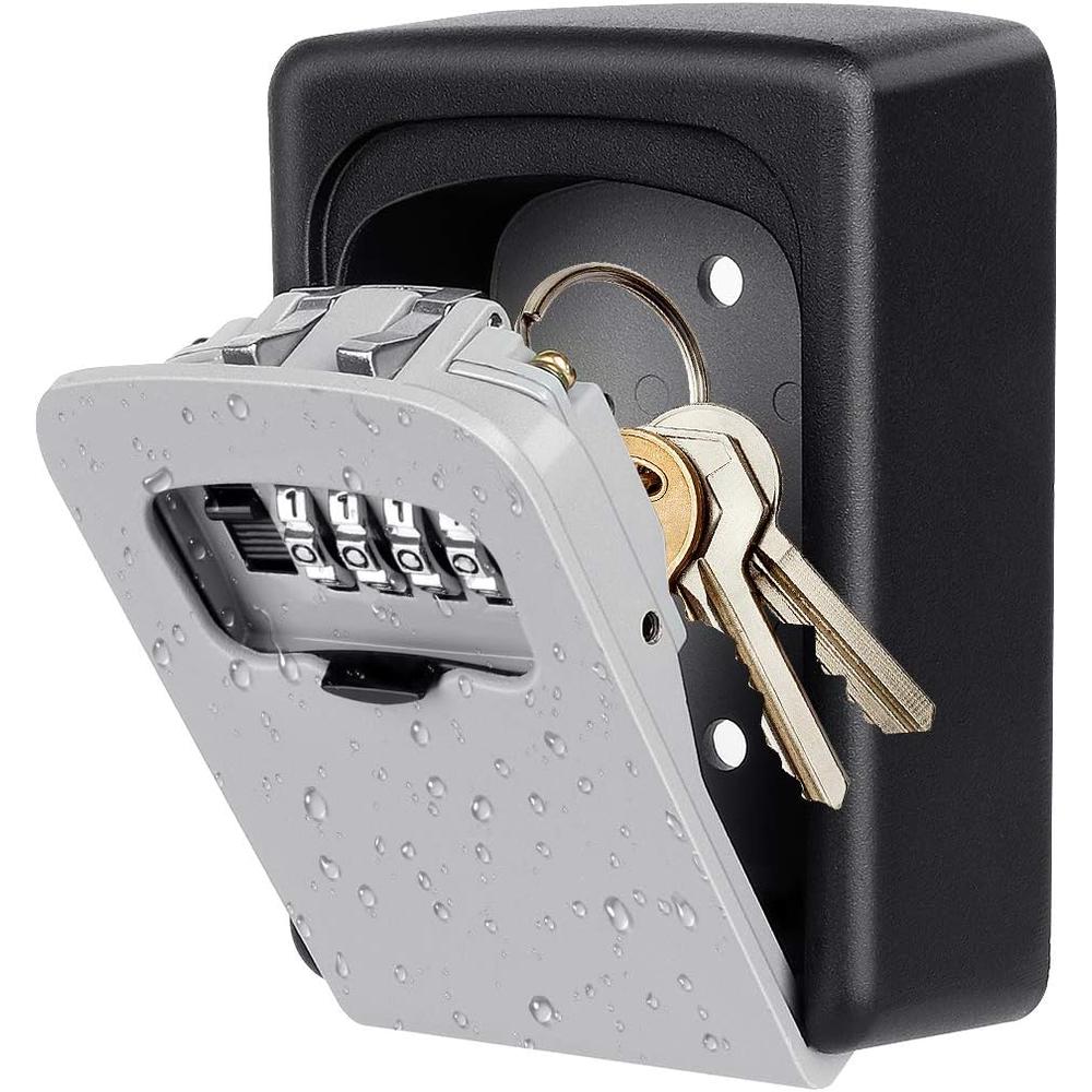 Fayleeko Key Lock Box Wall Mounted,  4 Digit Combination Lockbox for Outside, House Keys - 5 Keys Capacity, Key Safe Security Storage Lo