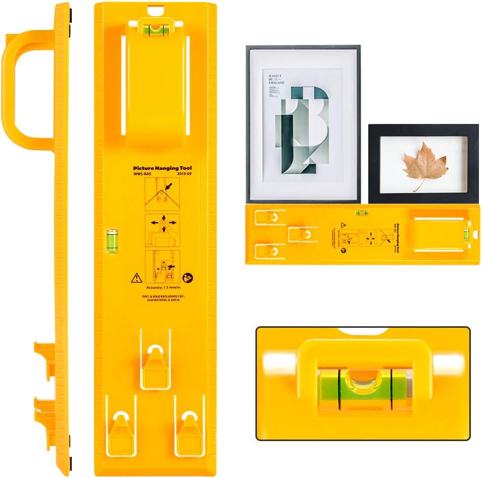 Cinsey Picture Hanging Tool with Level Easy Frame Picture Hanger Wall Hanging Kit (Yellow Hanging Tool)