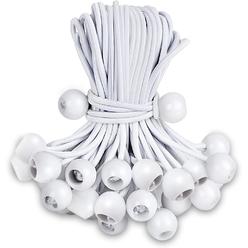 Xinji Ball Bungee Cords 4 Inch , 50 Pack Ball Bungee Cords Heavy Duty Outdoor for Camping Tarp Cargo Tent White