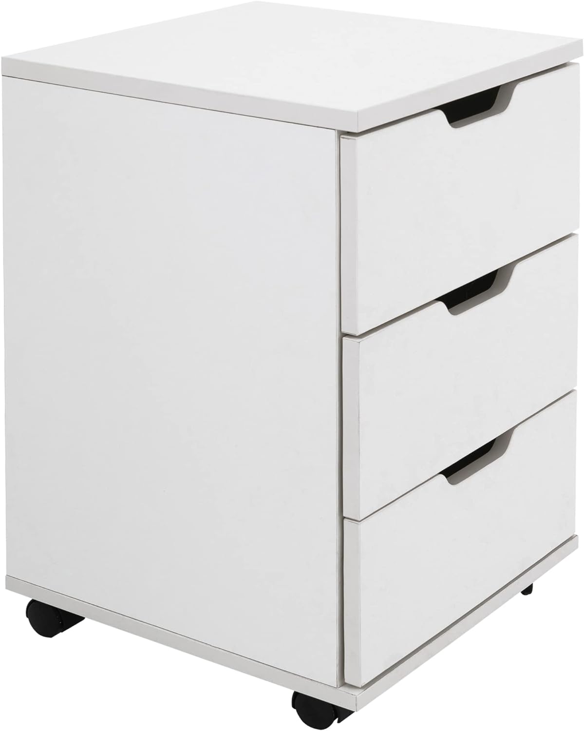 Generic Sunon 3-Drawer Vertical Filing Cabinet Rolling Wood Mobile File Cabinets Under Desk for Home Office with Casters (White, Non-As