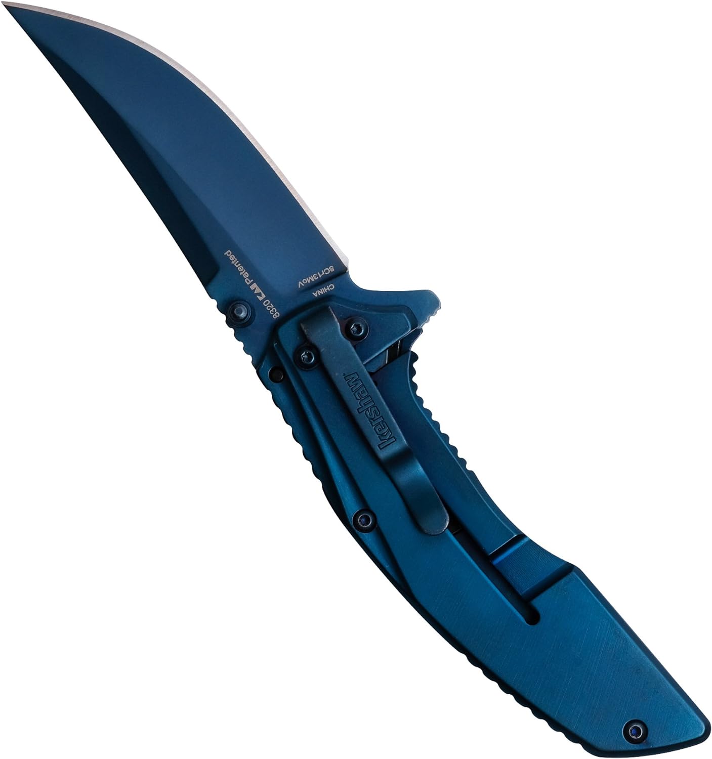 Kershaw Outright Pocketknife (8320); 3-inch Upswept 8Cr13MoV Steel Blade in Brilliant Blue; PVD Coated Steel Handle with G10 Front Over