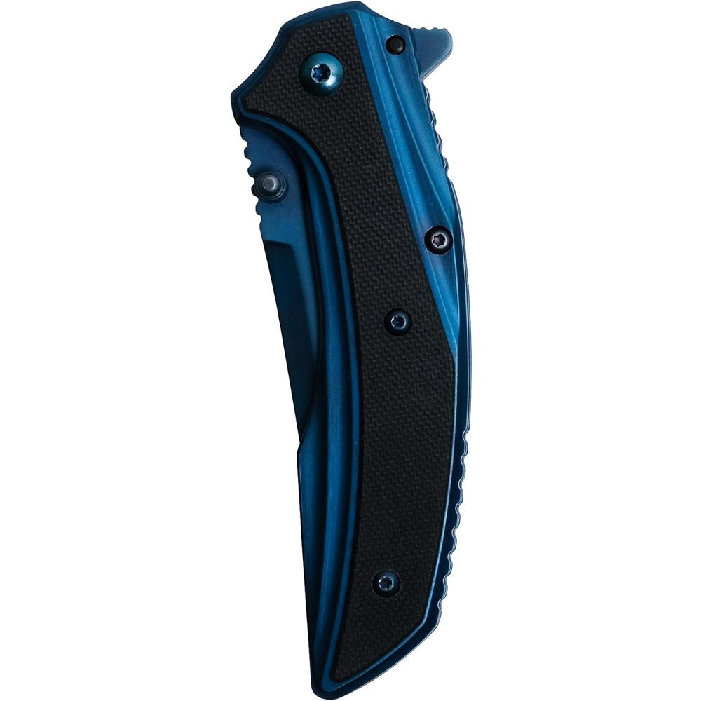 Kershaw Outright Pocketknife (8320); 3-inch Upswept 8Cr13MoV Steel Blade in Brilliant Blue; PVD Coated Steel Handle with G10 Front Over