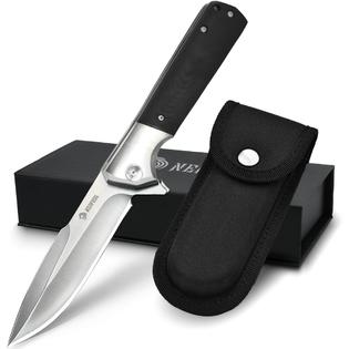 NedFoss Pocket Knife for Men, 4 inch D2 Steel Folding Knife with Clip, G10  Handle, Safety Liner Lock, Sharp Pocket Knives, Survival Kni
