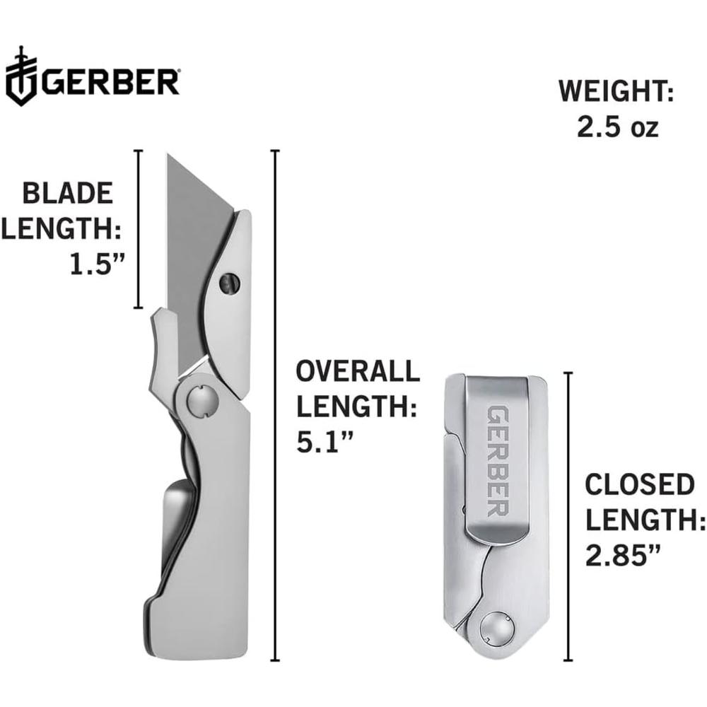 Gerber Gear 22-41830N EAB Pocket Knife and Money Clip, EDC Gear, Fixed Blade Knife, Stainless Steel
