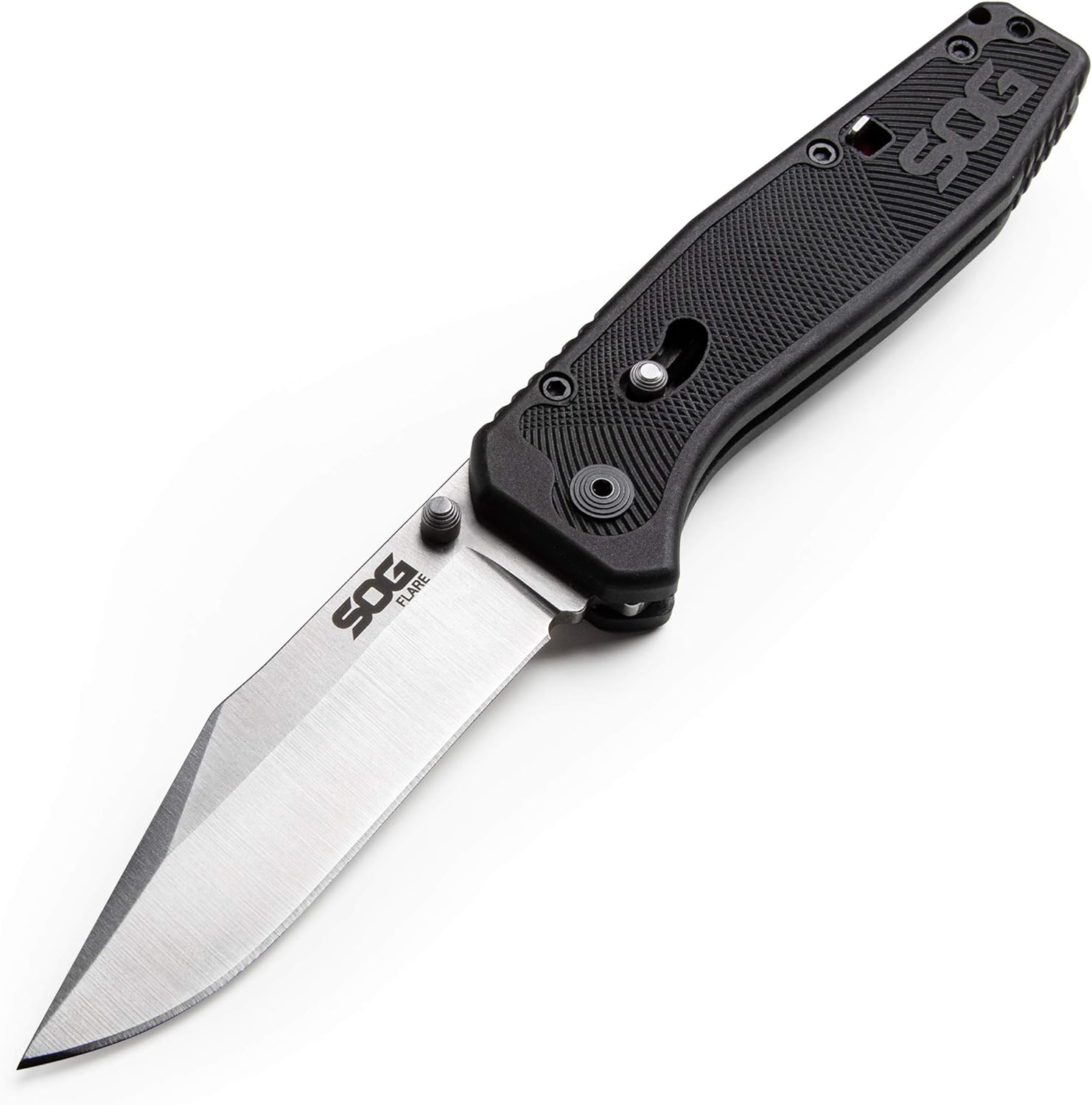 SOG Flare Folding Knife and Pocket Knife Assisted Opening Tech Knife w/ 3.5 Inch Stainless Straight Edge Blade