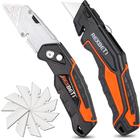 REXBETI 2-Pack Utility Knife, SK5 Heavy Duty Retractable Box Cutter for  Cartons, Cardboard and Boxes, Blade Storage Design, Extra 10 Bl