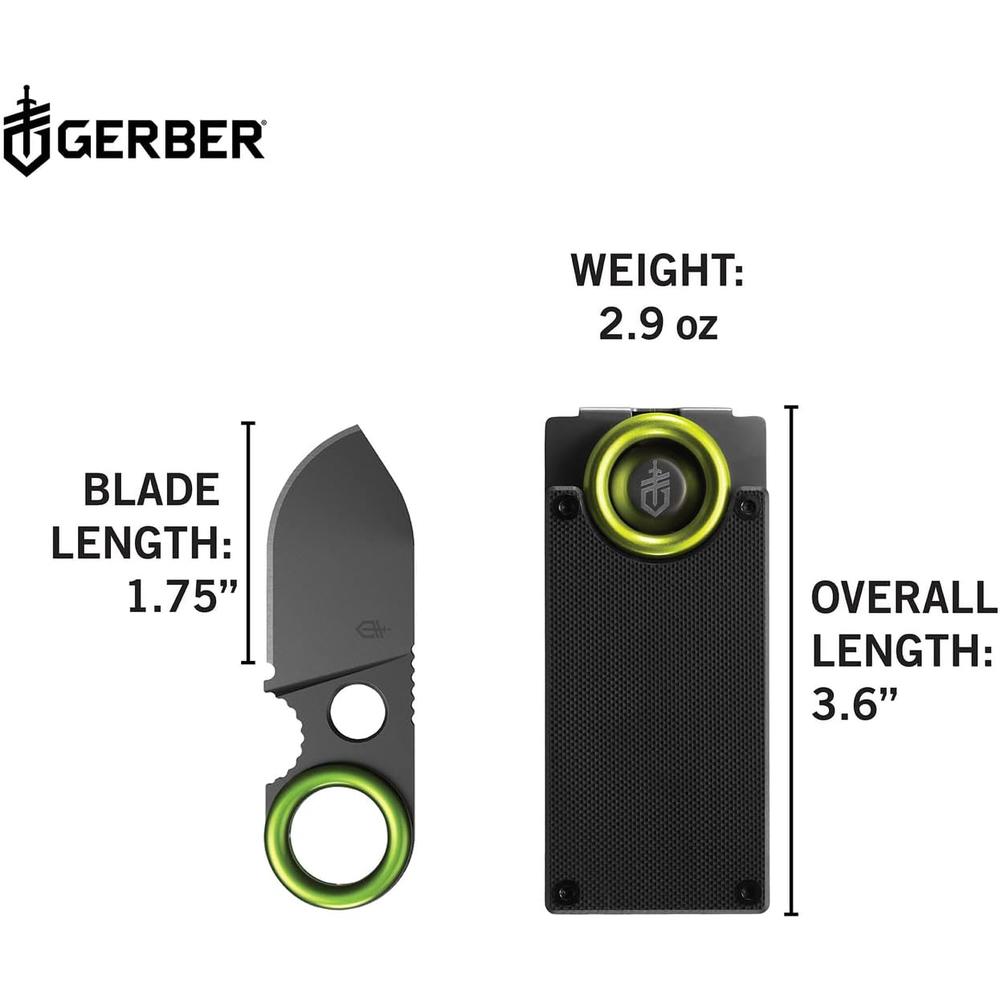 Gerber Gear 31-002521N GDC Pocket Knife Money Clip, GDC Fixed Blade Knife and Case, EDC Gear, Stainless Steel