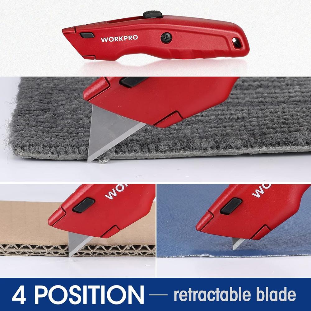 HANGZHOU GREATSTAR INDUSTRIAL  WORKPRO Premium Utility Knife, 1PC Retractable All Metal Heavy Duty Box Cutter, Quick Change Blade Razor Knife, with 10 Extra B
